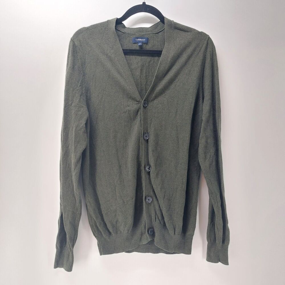 Croft & Barrow Button Down Gray Cardigan Sweater Long Sleeves Cotton Shirt Small